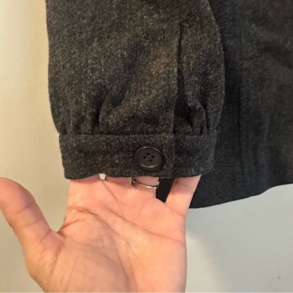 Banana Republic Wool-Blend Cropped Puff-Sleeve Blazer Dark Gray Size 0 - Picture 5 of 9
